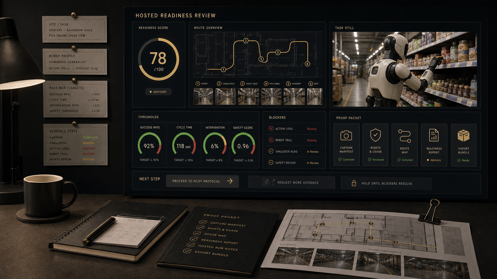 Illustrative readiness dashboard for a hosted evaluation