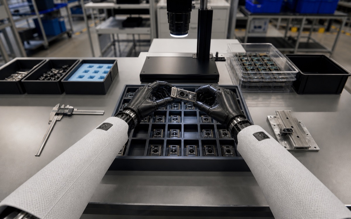 First-person review clip of an inspection-bench task